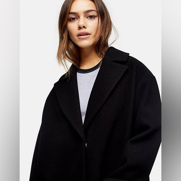 ☃️🍁TOPSHOP Black Long Winter Coat Double Breasted Menswear - Picture 5 of 16